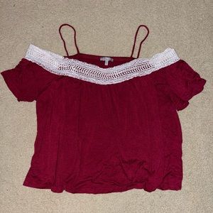 Bergundy Off the Shoulder Top